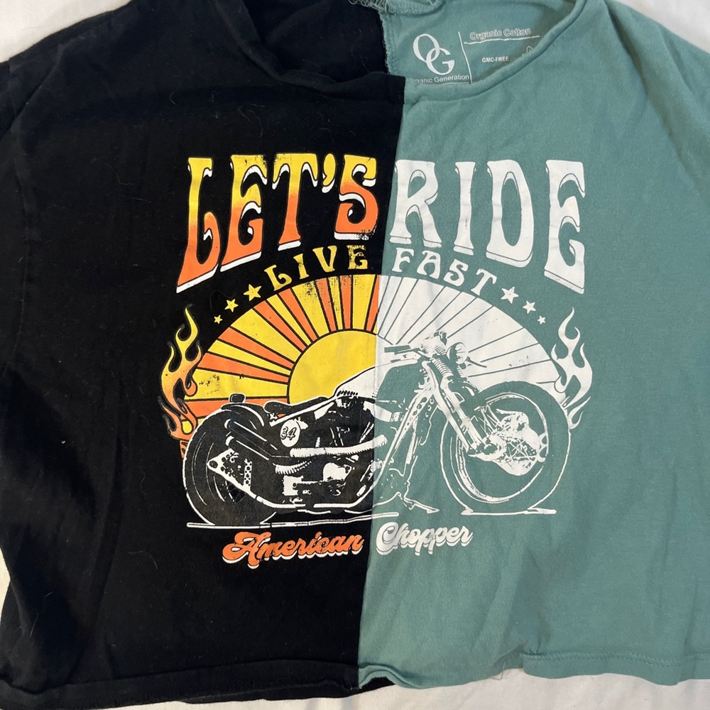 Let's Ride Two-Tone Graphic Tee, - Picture 2 of 3